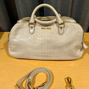 COPY - MIU MIU Ivory Leather Handbag